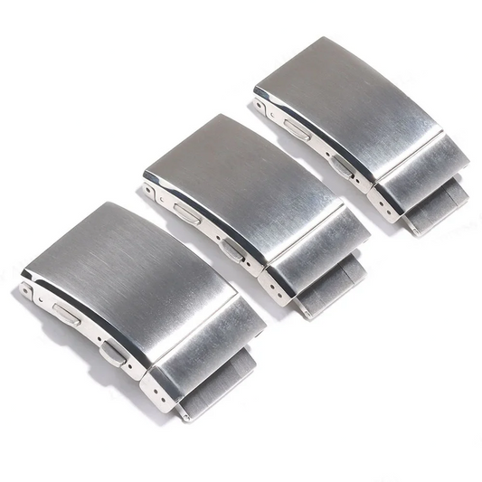 Brushed Stainless Steel Ratcheting Six Position Universal Clasp - Silver / 18mm / 20mm / 22mm