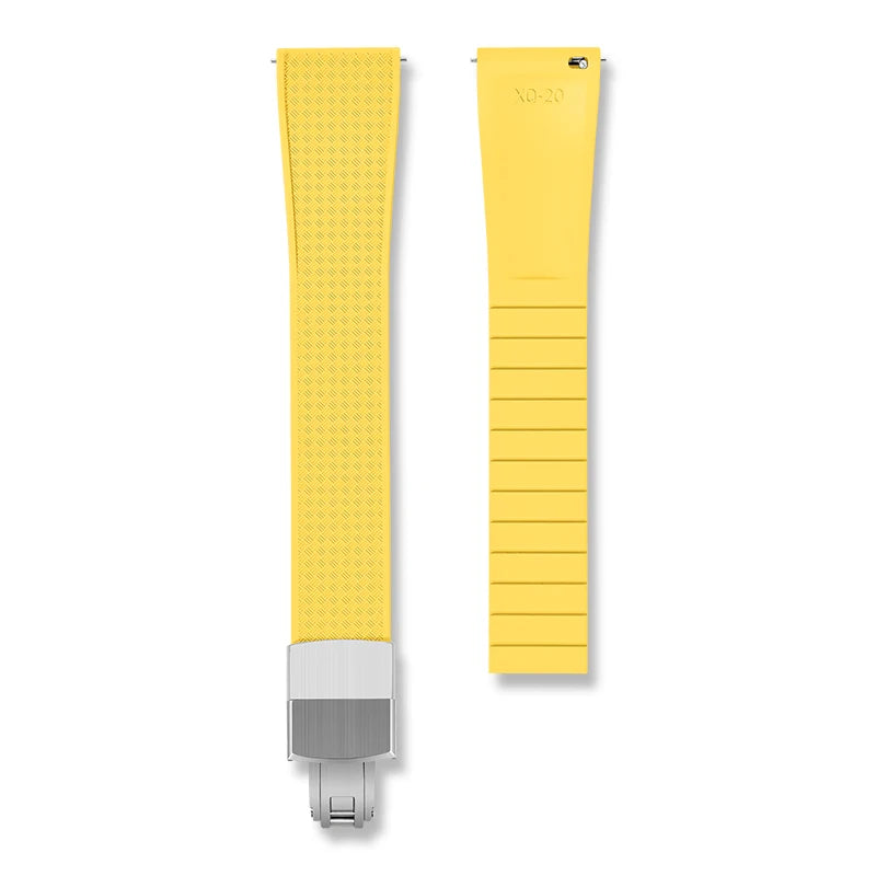Crosshatch Cut to Size FKM Rubber Strap - Yellow 18mm / 19mm / 20mm / 21mm / 22mm