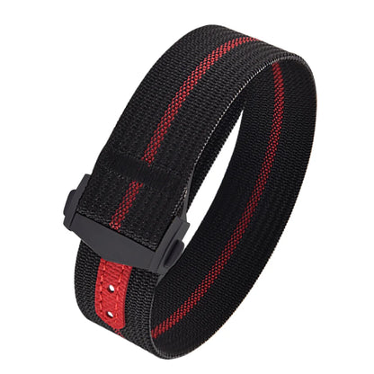 Executive Deployant Clasp Nylon Strap - Black Red / 18mm / 20mm / 22mm