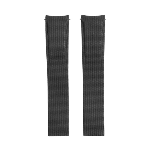 Textile Curved Cut to Size FKM Rubber Strap - Black 20mm / 21mm / 22mm