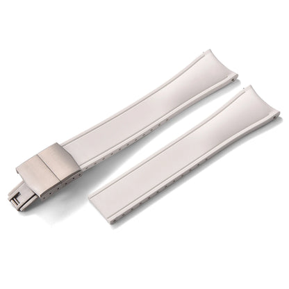 Curved Smooth Cut to Size FKM Rubber Strap - White 20mm / 22mm