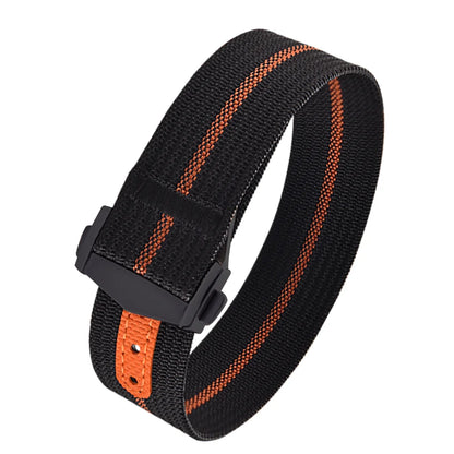 Executive Deployant Clasp Nylon Strap - Black Orange / 18mm / 20mm / 22mm