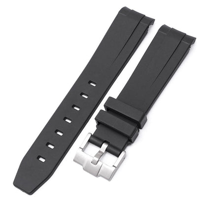 Curved End Rubber Watch Strap for MoonSwatch Speedmaster - Black