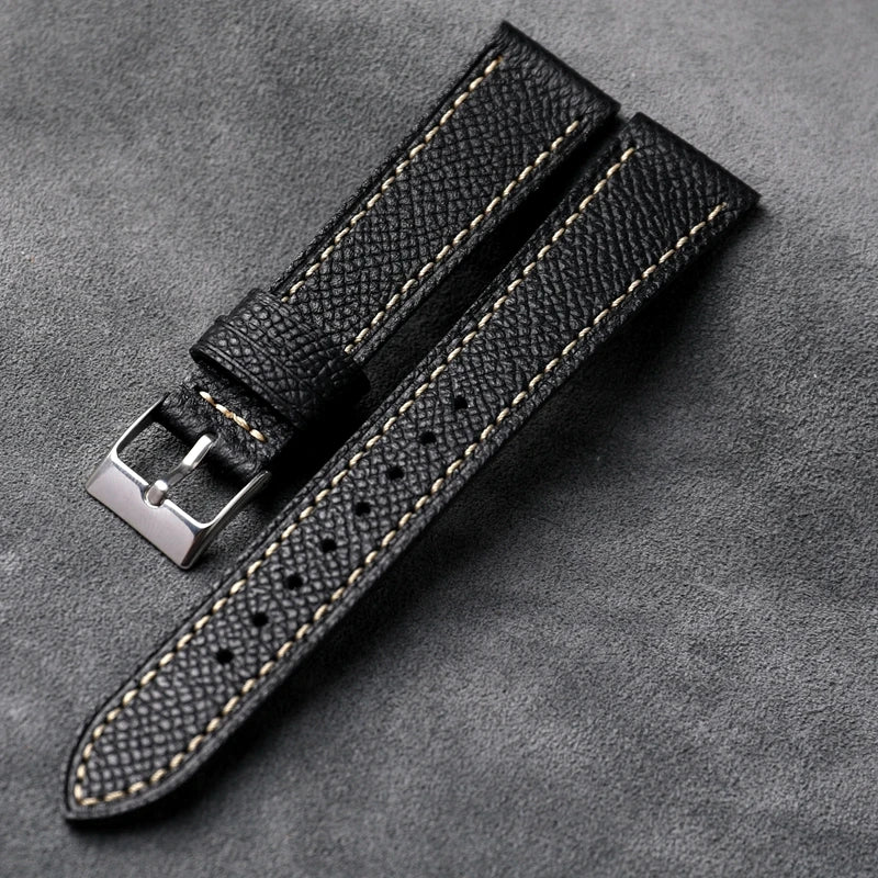 Heritage Epsom Calfskin Leather Strap - Black / 18mm / 19mm / 20mm / 21mm / 22mm