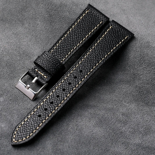 Heritage Epsom Calfskin Leather Strap - Black / 18mm / 19mm / 20mm / 21mm / 22mm