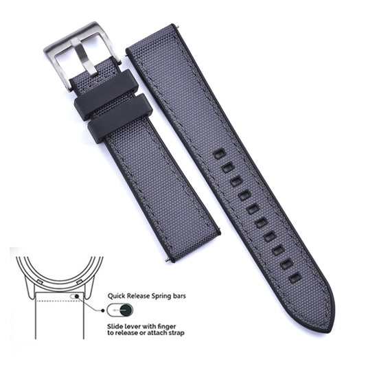 Hybrid Rubber x Canvas Universal Watch Strap - Grey + Black / 20mm / 22mm