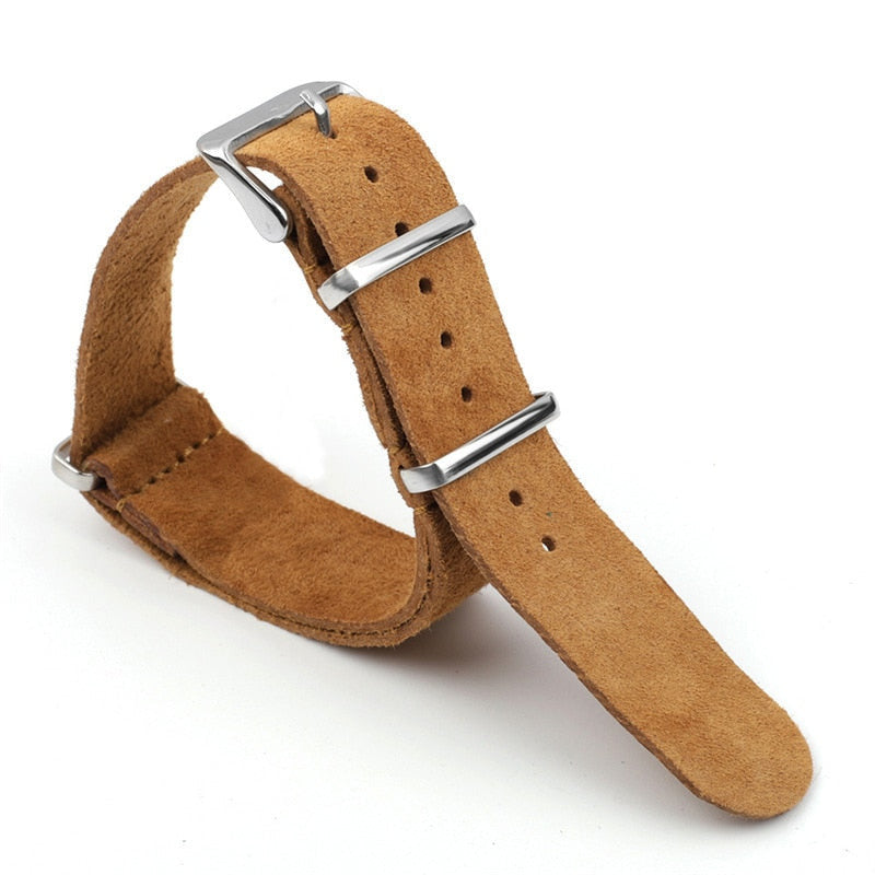 Suede Leather Universal Single Piece Strap - Brown / 18mm / 20mm / 22mm