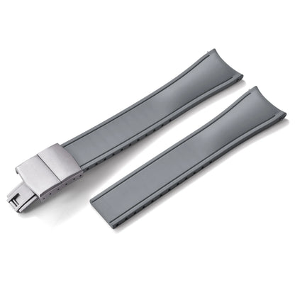 Curved Smooth Cut to Size FKM Rubber Strap - Gray 20mm / 22mm
