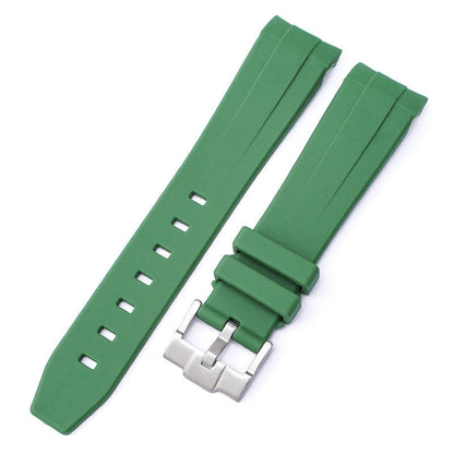 Curved End Rubber Watch Strap for MoonSwatch Speedmaster - Green