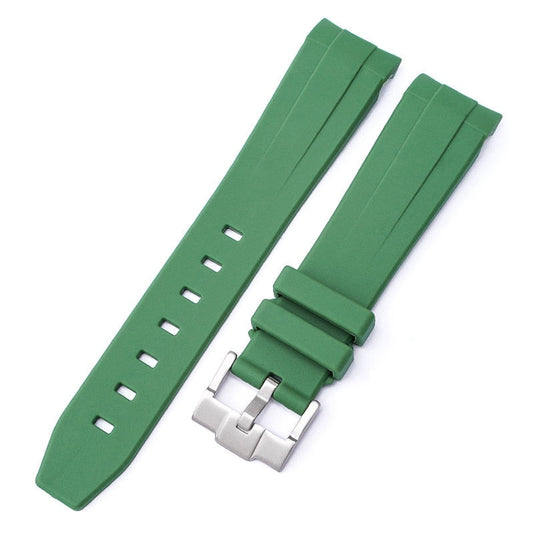 Curved End Rubber Watch Strap for MoonSwatch Speedmaster - Green