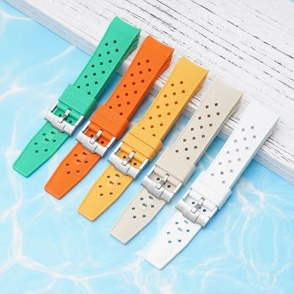 Textured Curved Rubber Watch Strap for Swatch X Blancpain - White