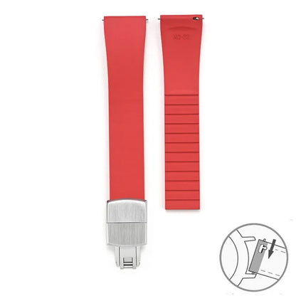 Smooth Cut to Size FKM Rubber Strap - Red 18mm / 19mm / 20mm / 21mm / 22mm