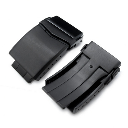 Brushed Stainless Steel Universal Watch Clasp - Black / 18mm / 20mm / 22mm