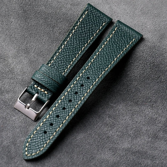 Heritage Epsom Calfskin Leather Strap - Green / 18mm / 19mm / 20mm / 21mm / 22mm