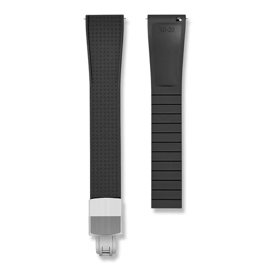 Crosshatch Cut to Size FKM Rubber Strap - Black 18mm / 19mm / 20mm / 21mm / 22mm