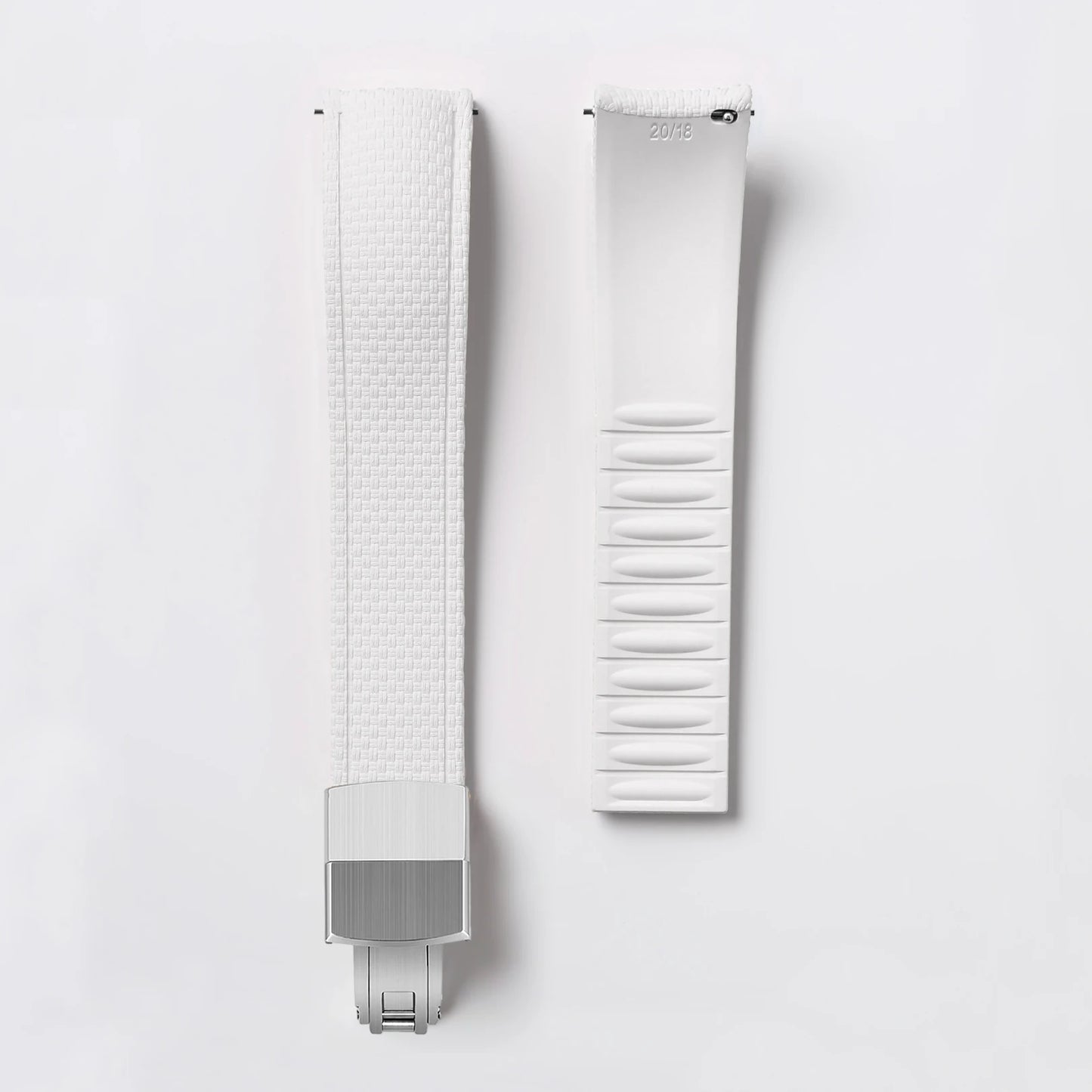 Loom Curved End Cut to Size FKM Rubber Strap - White 18mm / 19mm / 20mm / 21mm / 22mm / 24mm