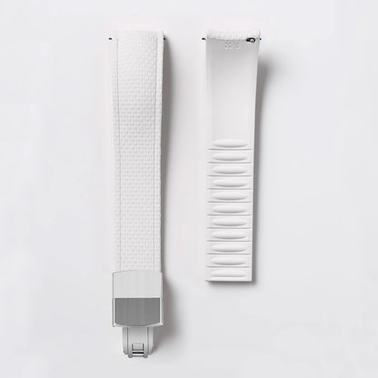 Loom Curved End Cut to Size FKM Rubber Strap - White 18mm / 19mm / 20mm / 21mm / 22mm / 24mm