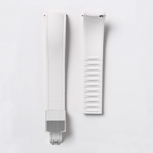 Loom Curved End Cut to Size FKM Rubber Strap - White 18mm / 19mm / 20mm / 21mm / 22mm / 24mm