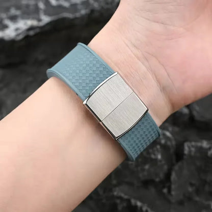 Crosshatch Cut to Size FKM Rubber Strap - Blue 18mm / 19mm / 20mm / 21mm / 22mm