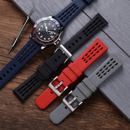 Premium Quick Release FKM Rubber Universal Watch Strap - Red / 20mm / 22mm