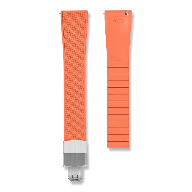 Crosshatch Cut to Size FKM Rubber Strap - Orange 18mm / 19mm / 20mm / 21mm / 22mm