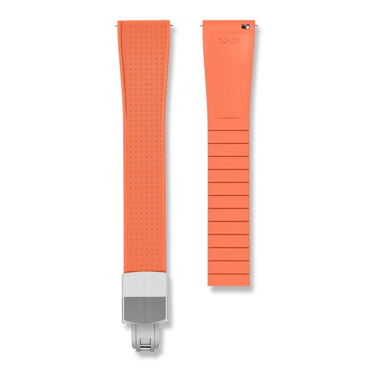 Crosshatch Cut to Size FKM Rubber Strap - Orange 18mm / 19mm / 20mm / 21mm / 22mm