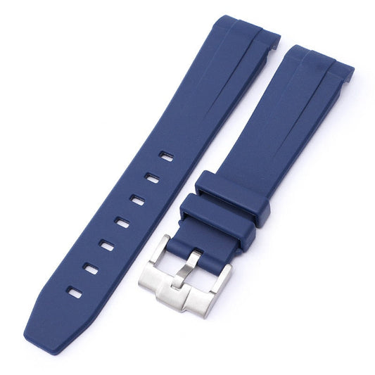 Curved End Rubber Watch Strap for MoonSwatch Speedmaster - Dark blue