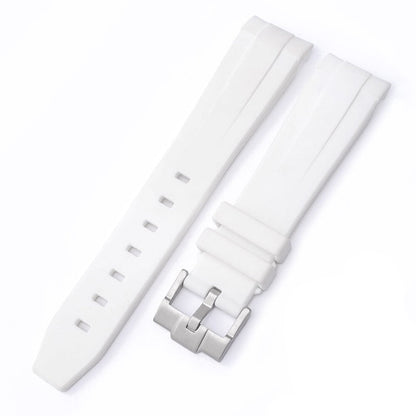 Curved End Rubber Watch Strap for MoonSwatch Speedmaster - White