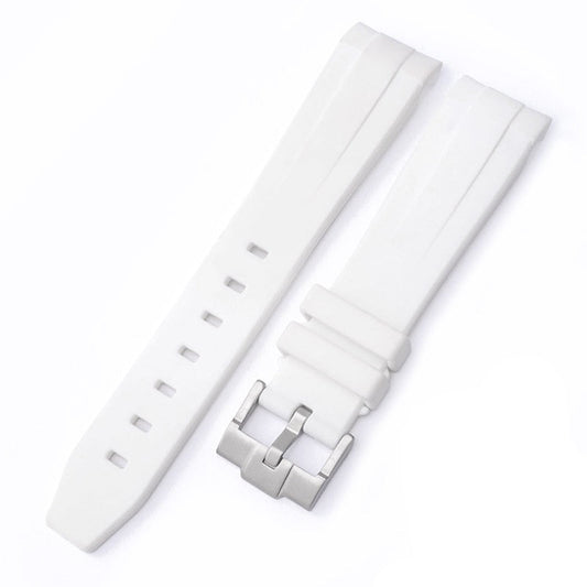 Curved End Rubber Watch Strap for MoonSwatch Speedmaster - White
