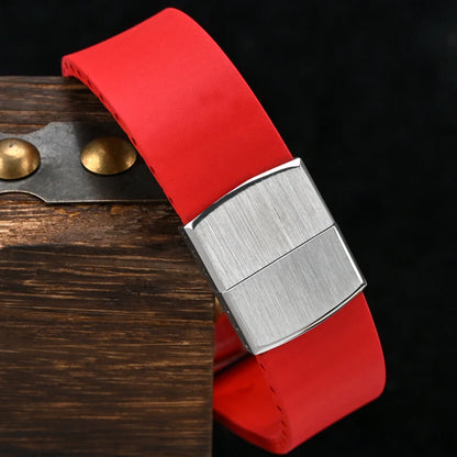Smooth Cut to Size FKM Rubber Strap - Red 18mm / 19mm / 20mm / 21mm / 22mm