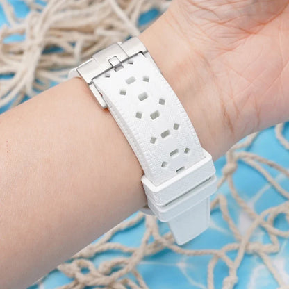 Textured Curved Rubber Watch Strap for Swatch X Blancpain - Black