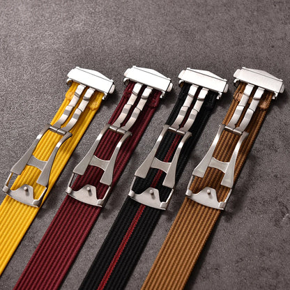 Executive Deployant Clasp Nylon Strap - Black Khaki / 18mm / 20mm / 22mm