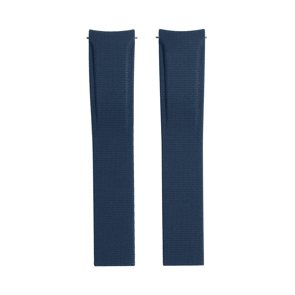 Textile Curved Cut to Size FKM Rubber Strap - Blue 20mm / 21mm / 22mm