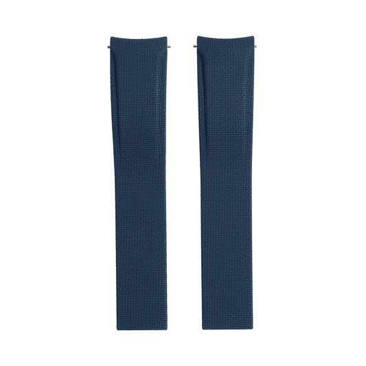 Textile Curved Cut to Size FKM Rubber Strap - Blue 20mm / 21mm / 22mm