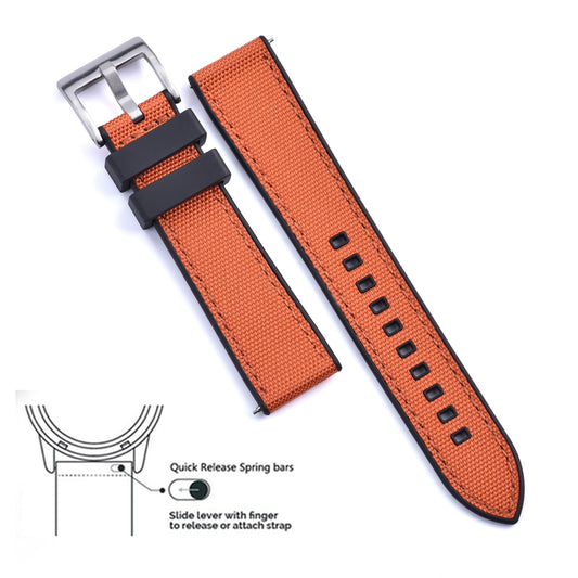 Hybrid Rubber x Canvas Universal Watch Strap - Orange + Black / 20mm / 22mm
