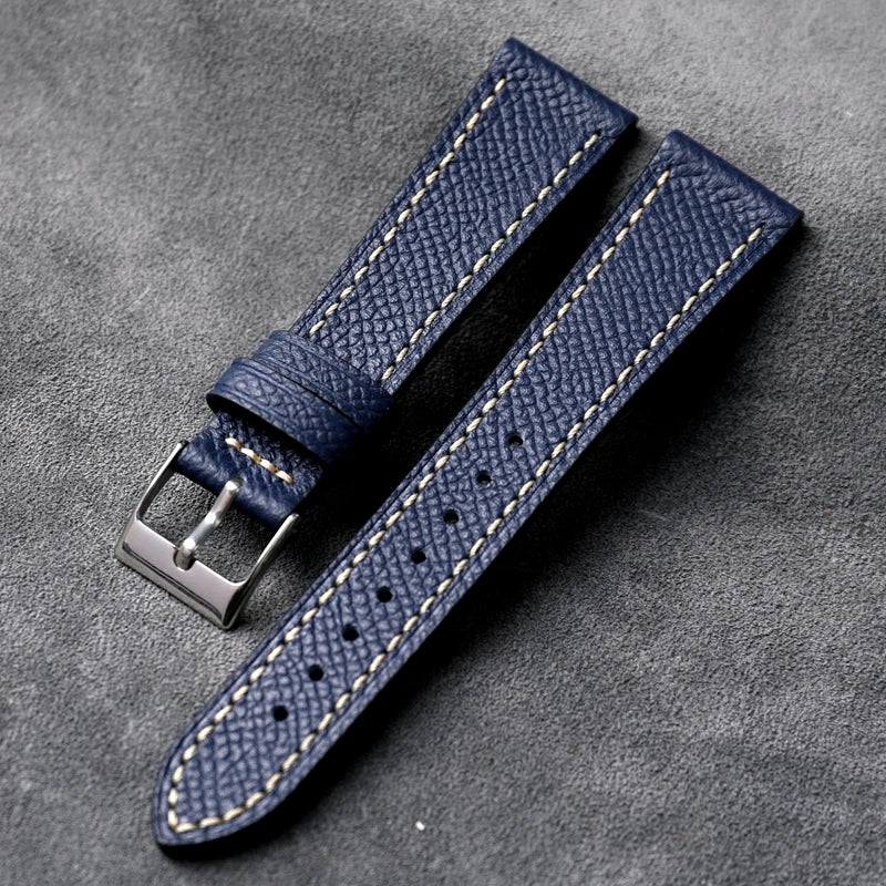Heritage Epsom Calfskin Leather Strap - Blue / 18mm / 19mm / 20mm / 21mm / 22mm