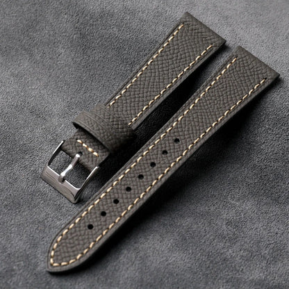 Heritage Epsom Calfskin Leather Strap - Gray / 18mm / 19mm / 20mm / 21mm / 22mm