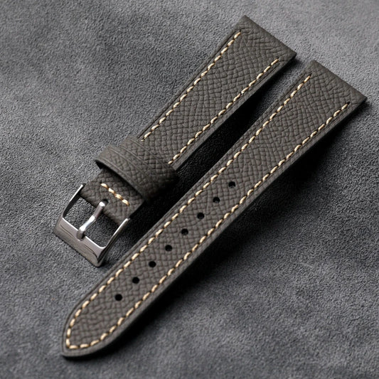 Heritage Epsom Calfskin Leather Strap - Gray / 18mm / 19mm / 20mm / 21mm / 22mm