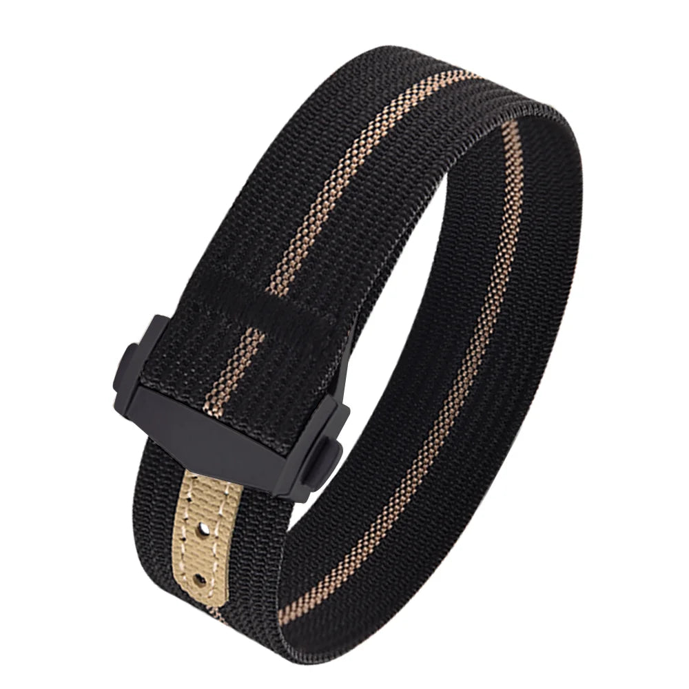 Executive Deployant Clasp Nylon Strap - Black Khaki / 18mm / 20mm / 22mm