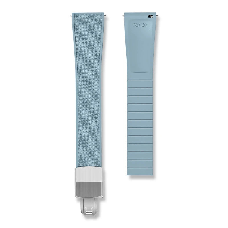 Crosshatch Cut to Size FKM Rubber Strap - Light Blue 18mm / 19mm / 20mm / 21mm / 22mm