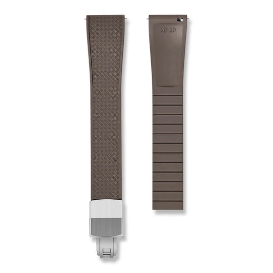 Crosshatch Cut to Size FKM Rubber Strap - Brown 18mm / 19mm / 20mm / 21mm / 22mm