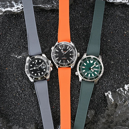 Crosshatch Cut to Size FKM Rubber Strap - Blue 18mm / 19mm / 20mm / 21mm / 22mm