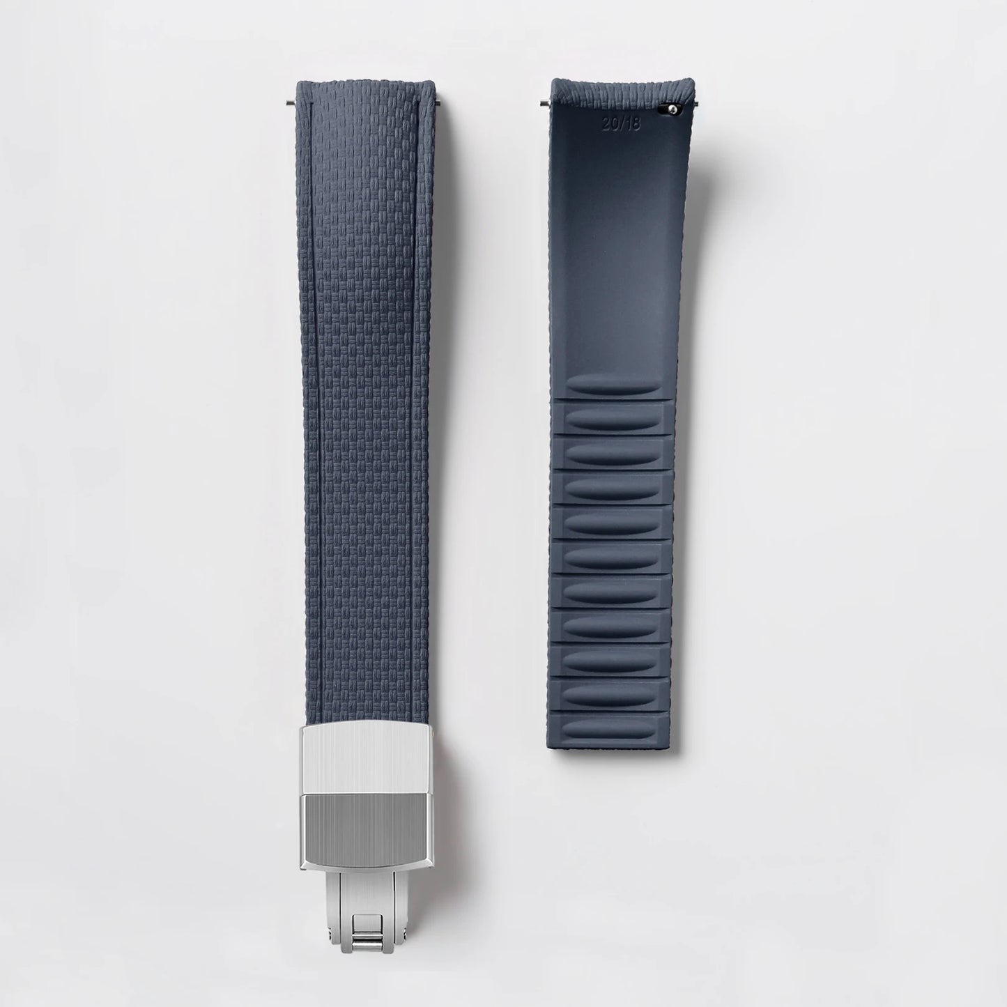Loom Curved End Cut to Size FKM Rubber Strap - Gray 18mm / 19mm / 20mm / 21mm / 22mm / 24mm