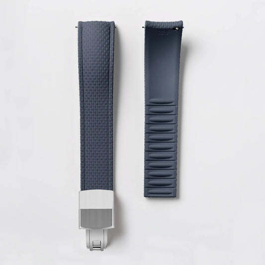 Loom Curved End Cut to Size FKM Rubber Strap - Gray 18mm / 19mm / 20mm / 21mm / 22mm / 24mm