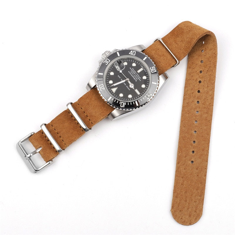 Suede Leather Universal Single Piece Strap - Brown / 18mm / 20mm / 22mm