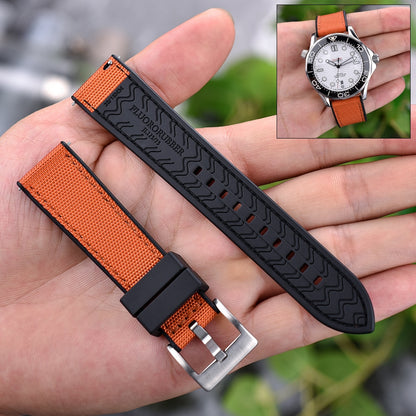 Hybrid Rubber x Canvas Universal Watch Strap - Black + Black / 20mm / 22mm