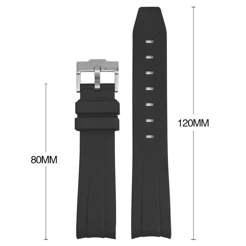 Curved End Rubber Watch Strap for MoonSwatch Speedmaster - Green