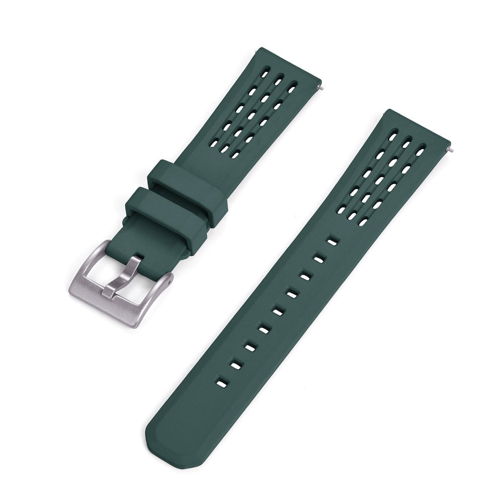 Premium Quick Release FKM Rubber Universal Watch Strap - Green / 20mm / 22mm
