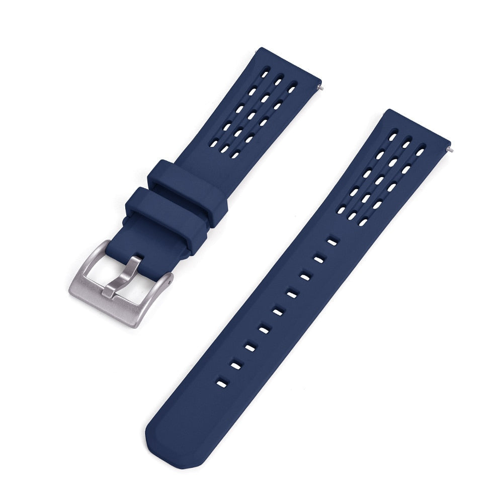 Premium Quick Release FKM Rubber Universal Watch Strap - Blue / 20mm / 22mm