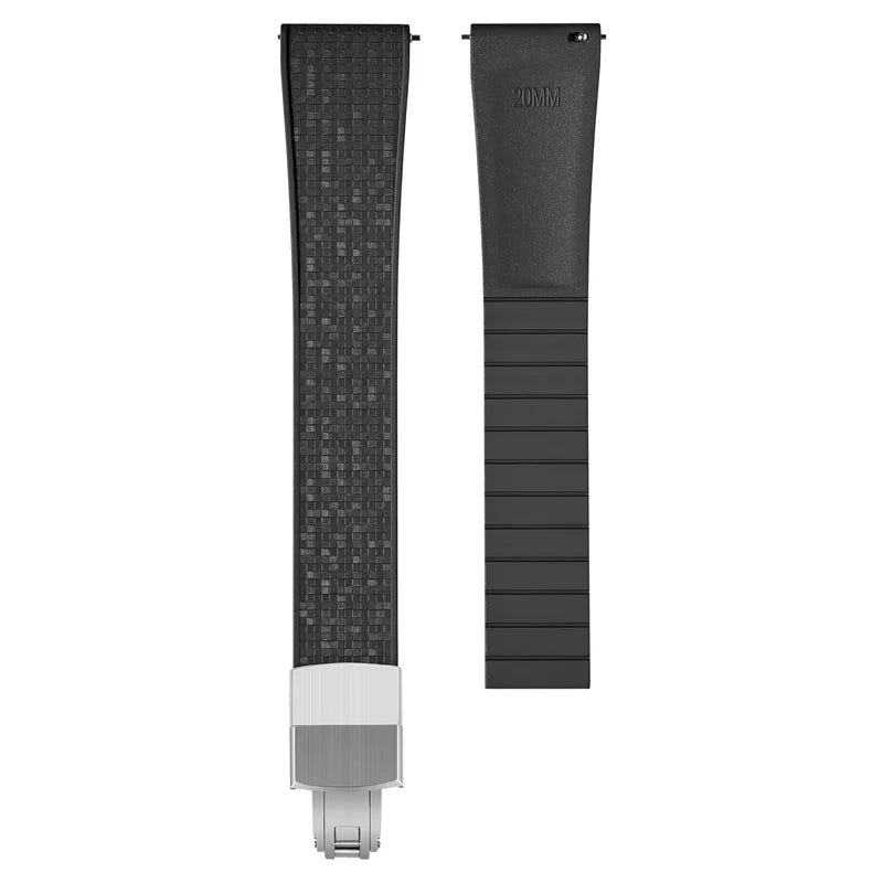 Matrix Cut to Size FKM Rubber Strap - Black 18mm / 19mm / 20mm / 21mm / 22mm